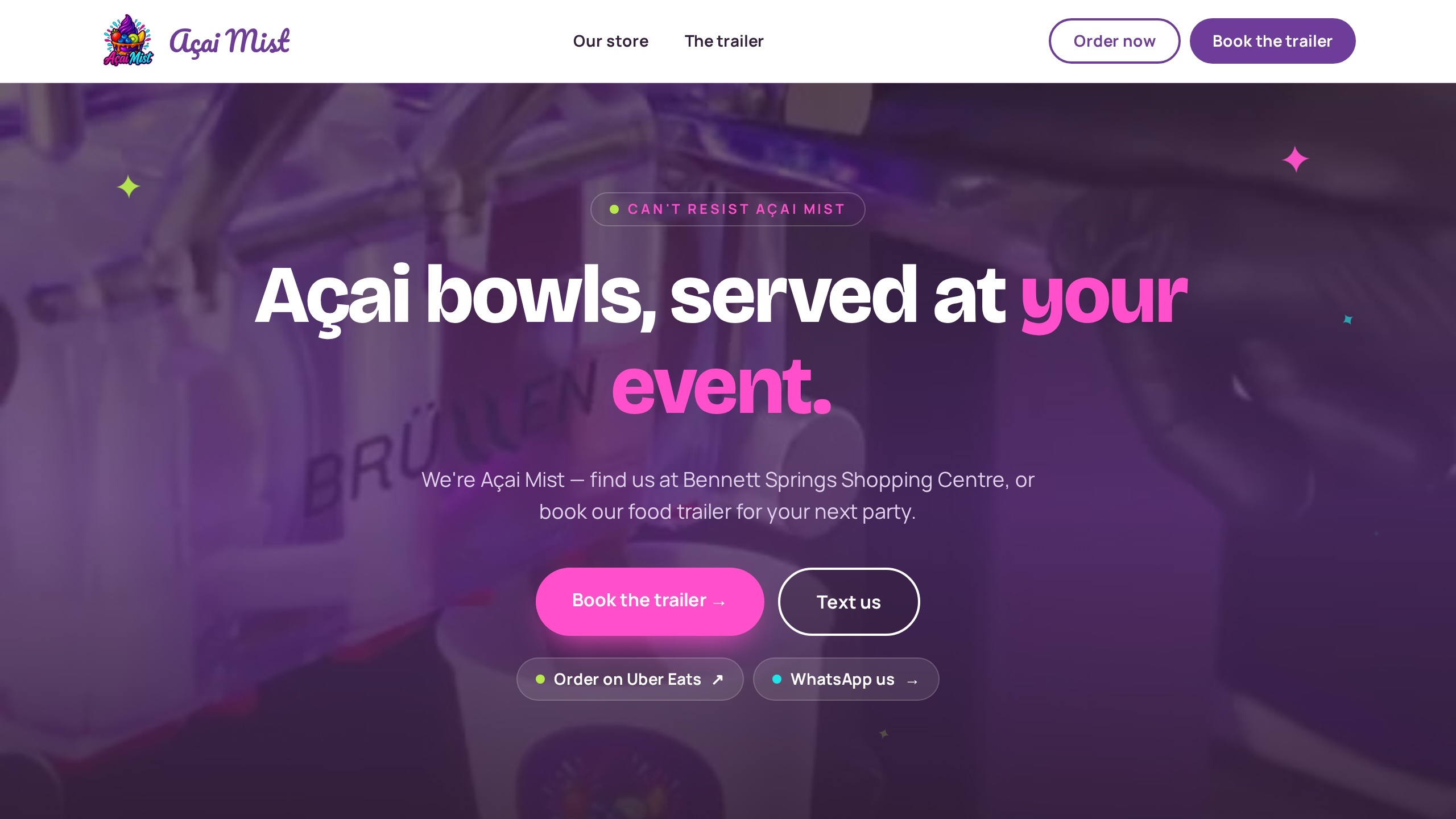 Acai Mist website built by Chosen Digital, Dessert Brand & Food Truck