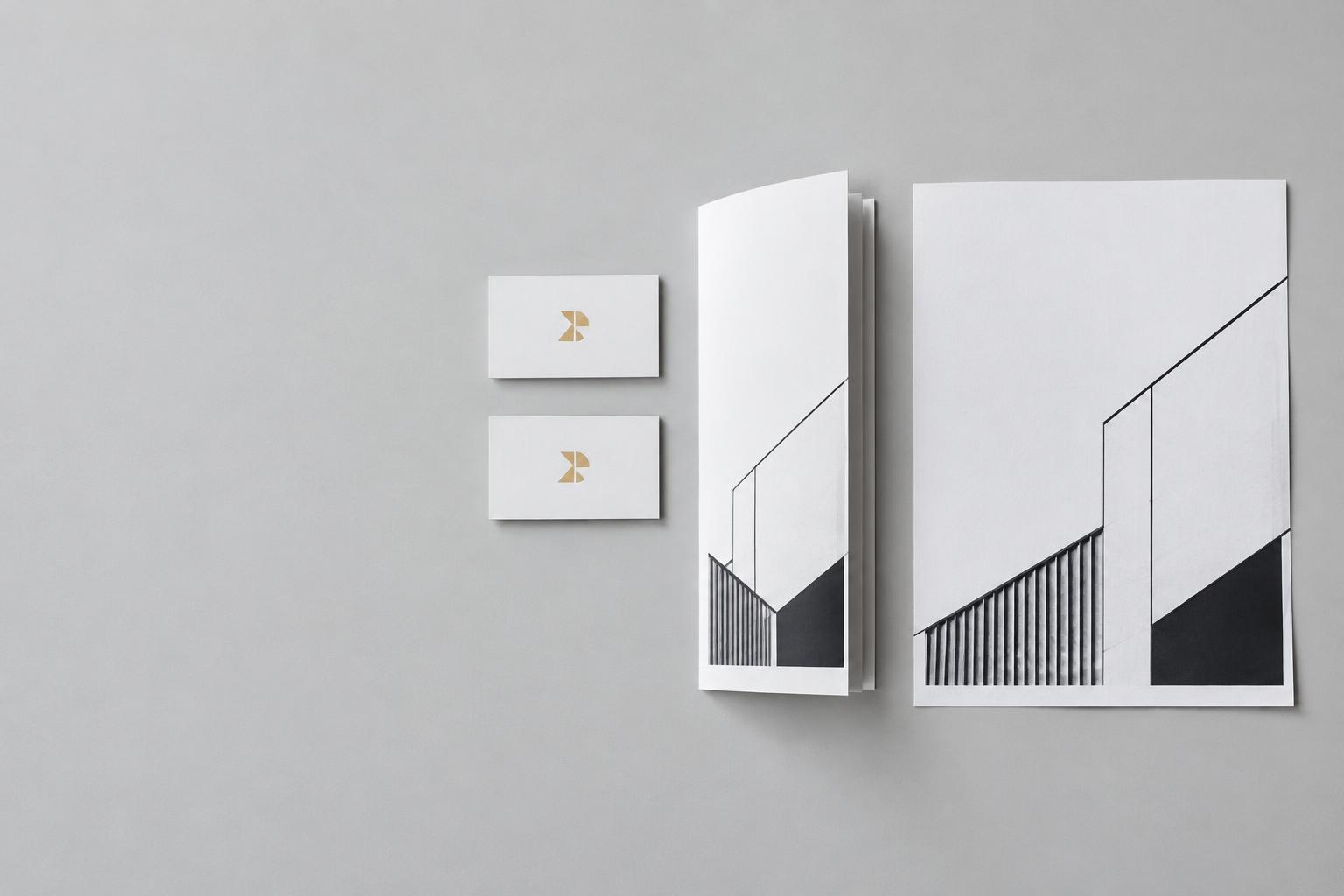 Concept print design: business cards, a brochure and flyer