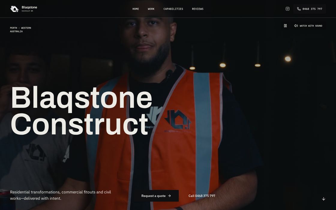 Blaqstone Construct website built by Chosen Digital, Construction & Renovations · Perth