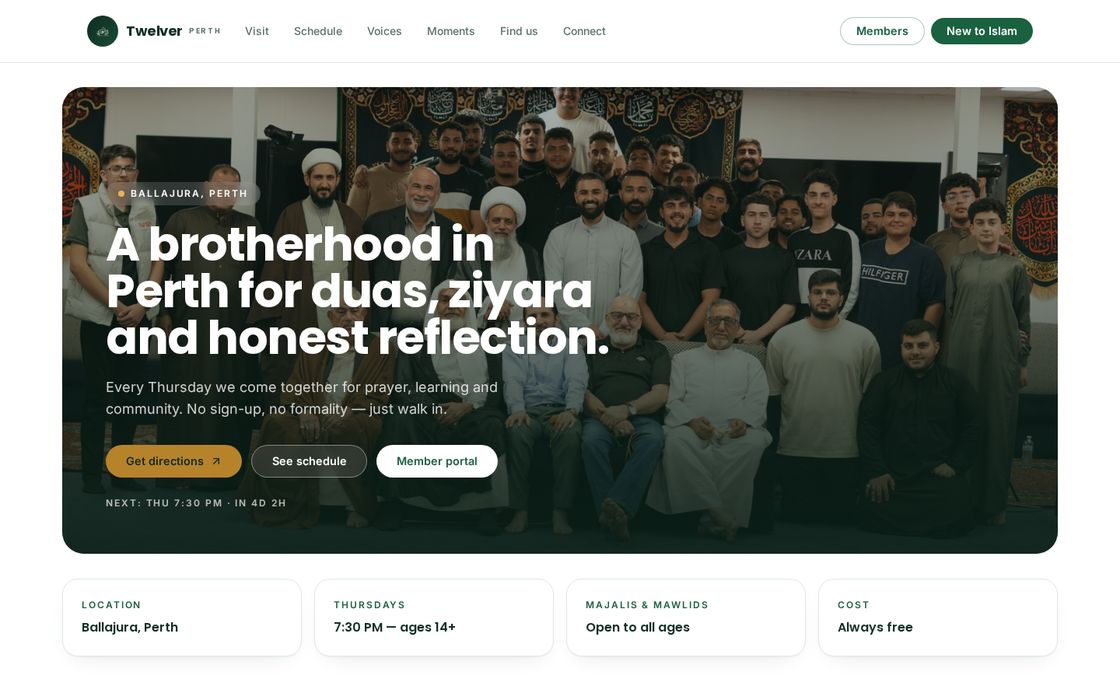 Twelver website built by Chosen Digital, Perth Community
